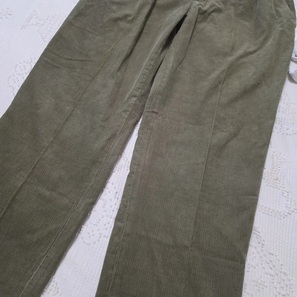 Vintage 90s Polo Ralph Lauren Hammond Green Corduroy Pleated Pants Size 40x32